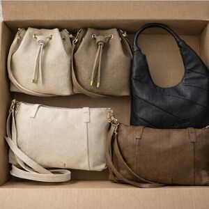 5 Women's Handbags - Black, Brown, Cream Taupe, Tan